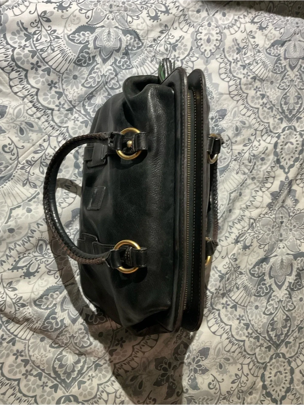 Dooney & Bourke Black Leather Satchel with Gold Hardware